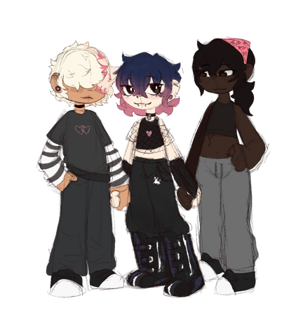 Flatcolour sketchy, 3 fullbodies